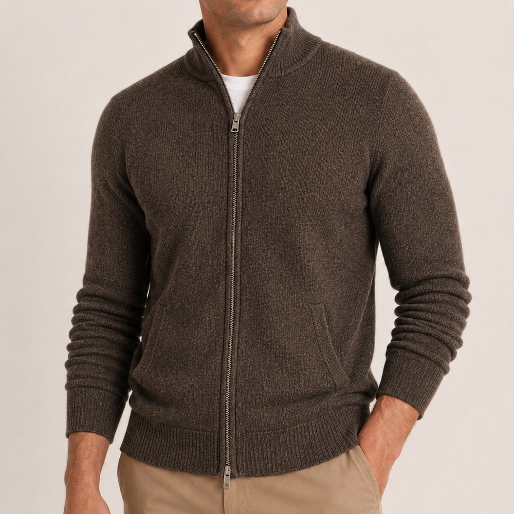 Quince Mongolian Cashmere Fisherman Full Zip Sweater Travel Luxe Date Large NWOT